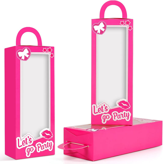CrazyJan 12PCS Pink Girls Party Favor Boxes Pink Doll Gift Boxes Hot Pink Bachelorette Birthday Party Decoration Candy Favors Boxes for Girls Birthday Party Cowgirl Birthday Bridal Shower Supplies