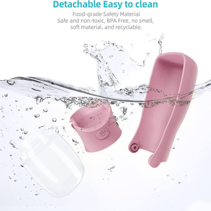 Portable Dog Water Bottle for Walking 19 OZ or 12 OZ Portable Pet Water Bottles for Puppy Small Medium Large Dogs Water Dispenser Pet Water Bowl Dog Accessories (19OZ Pink) (Pink 12 OZ)