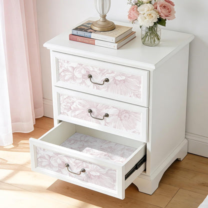 Floral Peel and Stick Wallpaper - Pink White Removable Self adhesive Wall Paper for Decor Walls Bathroom,Bedroom - Boho Flower Waterproof Modern Contact Paper for Cabinets and Drawers, 17.3"×78.7"
