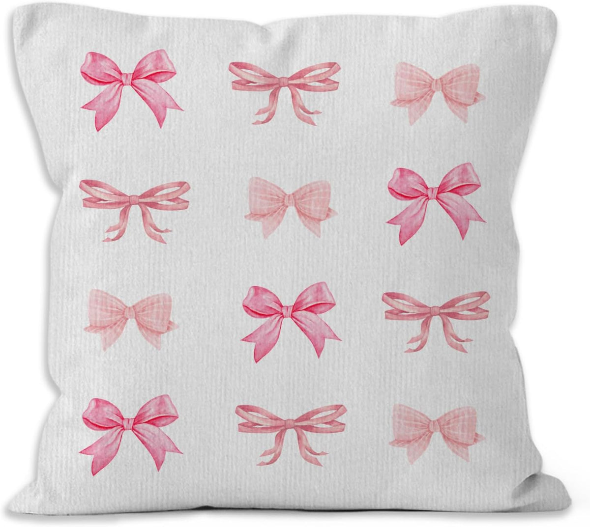 Pink Bow Throw Pillow Covers, Coquette Pillow Covers, Girly Decorative Pillow Covers for Girls Room Aesthetic, Coquette Room Decor, Bow Room Decor, Preppy Trendy Decor Pillow Covers 18x18