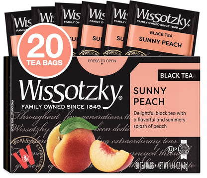 Sunny Peach Black Tea, 20 Tea Bags | Antioxidant Rich | Fruity Delight | Black Tea Bags