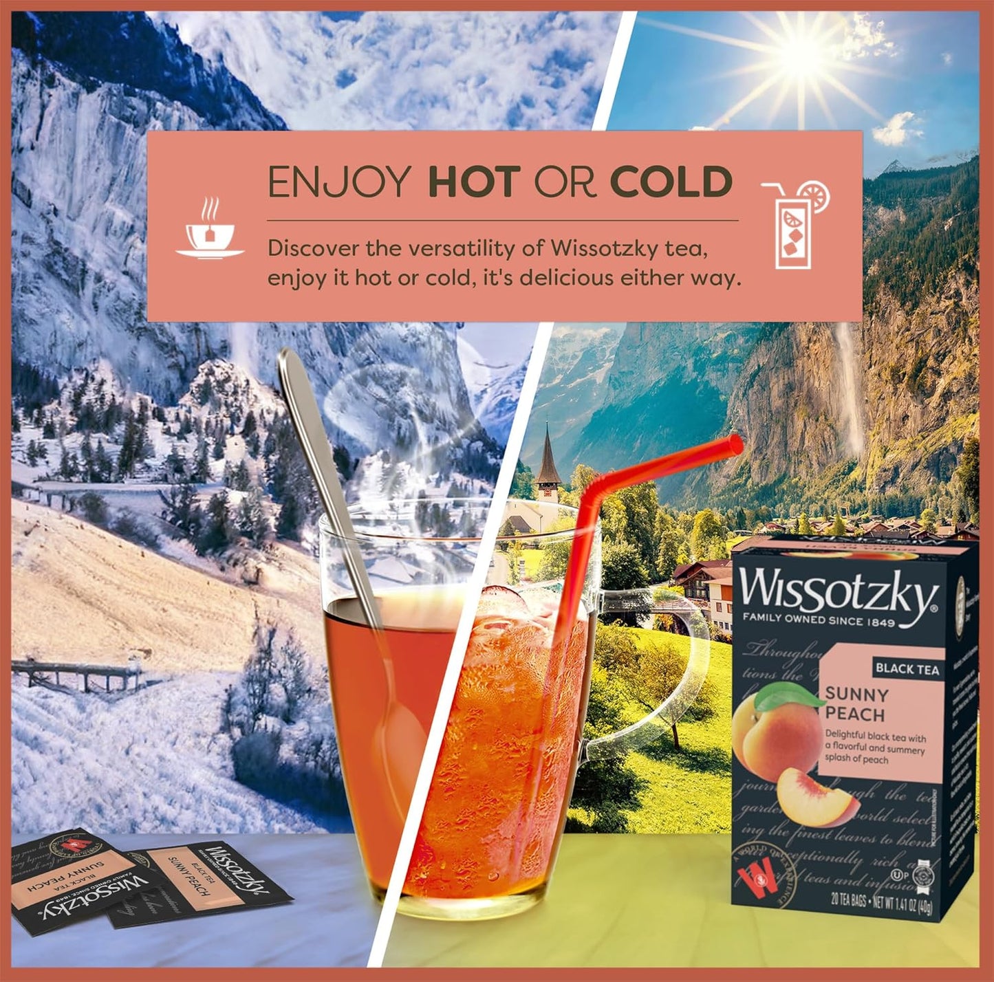 Sunny Peach Black Tea, 20 Tea Bags | Antioxidant Rich | Fruity Delight | Black Tea Bags