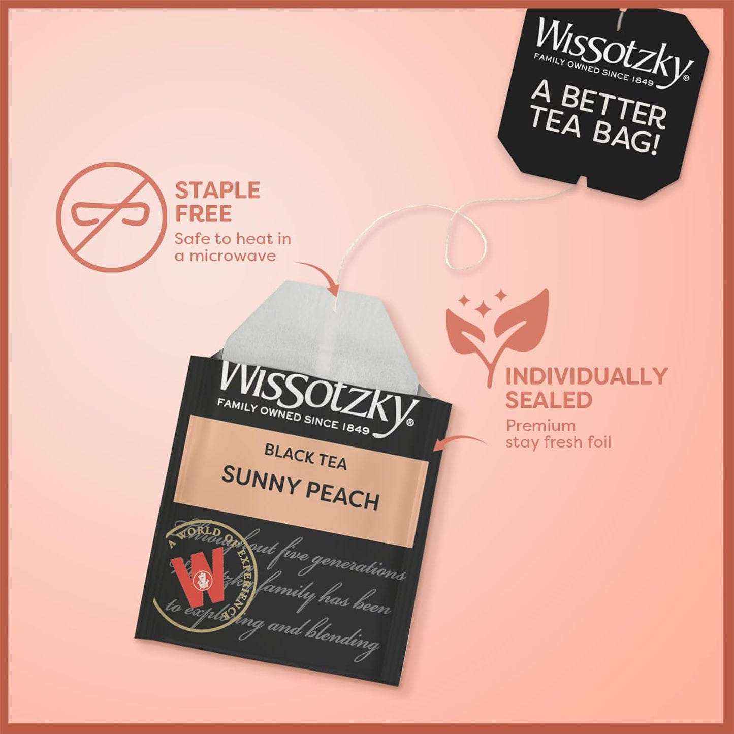Sunny Peach Black Tea, 20 Tea Bags | Antioxidant Rich | Fruity Delight | Black Tea Bags