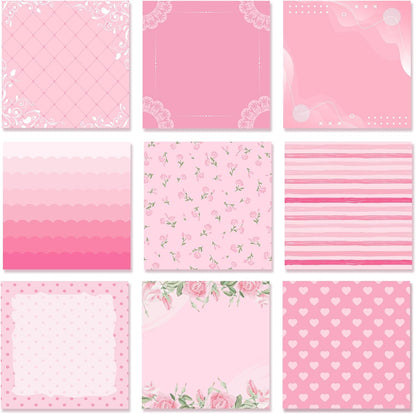 9 Pads Aesthetic Pink Sticky Notes, 3 x 3 Inch Pastel Notepads