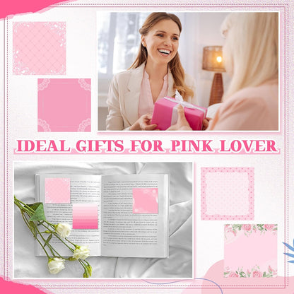 9 Pads Aesthetic Pink Sticky Notes, 3 x 3 Inch Pastel Notepads