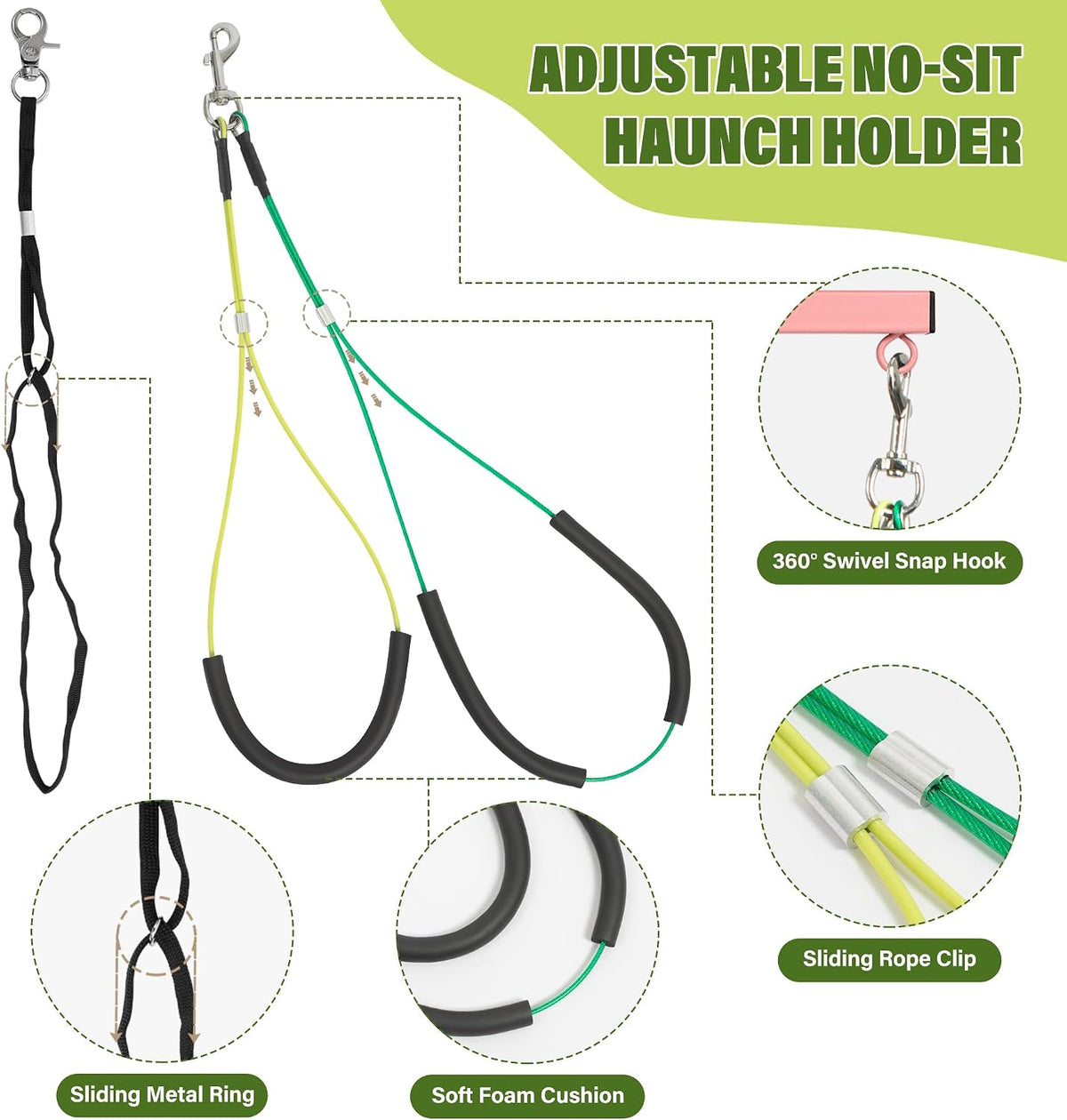 getlstub Dog Grooming Arm with Pet Grooming Hammock, 35" Pet Grooming Table Arm with Adjustable No Sit Haunch Holders, Dog Grooming Stand with Loop Noose for Small and Medium Pets, Pink