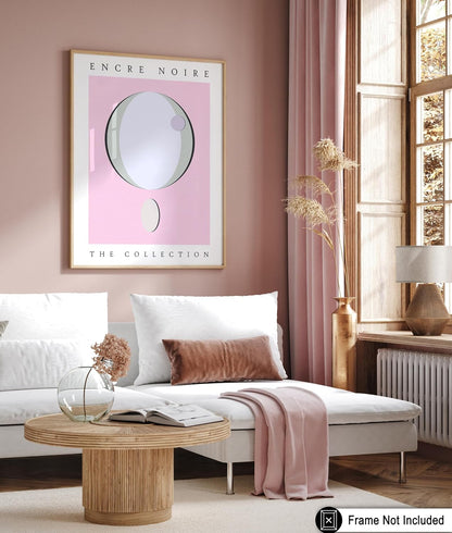 Encre Noire Poster - Pink Pastel Print - Chic Boho & Graphic Illustration Art - Modern Art - Aesthetic Living Room or Office Wall Decor - 8x10 UNFRAMED