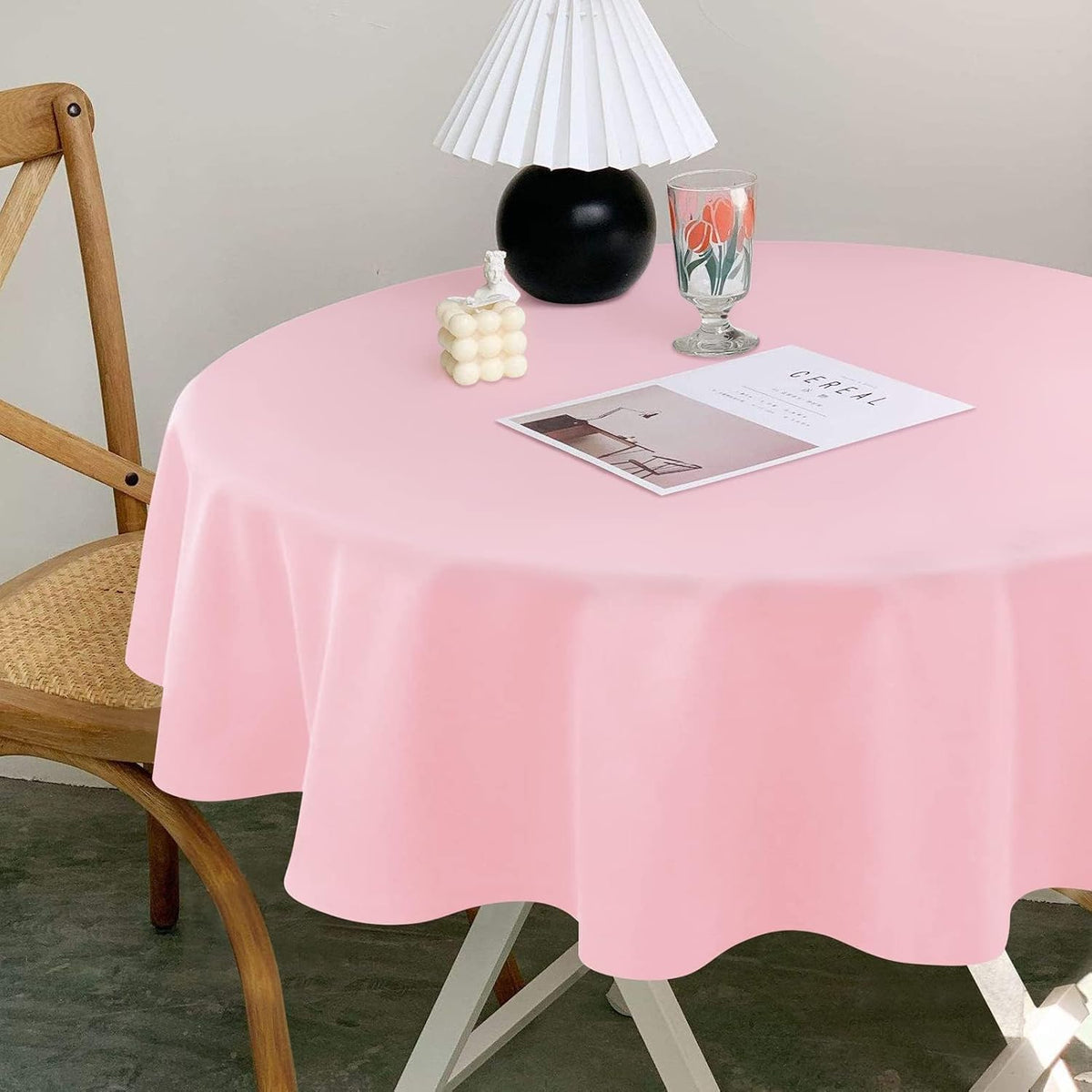 Round Tablecloths,3 Pack 84 Inch Round Plastic Tablecloths Disposable Table Covers Pink Tablecloth for Indoor or Outdoor Parties Birthdays Weddings Holiday Dinner Anniversary Buffet Table