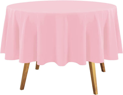 Round Tablecloths,3 Pack 84 Inch Round Plastic Tablecloths Disposable Table Covers Pink Tablecloth for Indoor or Outdoor Parties Birthdays Weddings Holiday Dinner Anniversary Buffet Table