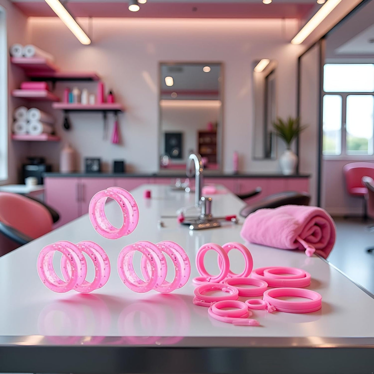 5Pcs Pink Silicone Scissors,Inserts Finger Protector Ring for Barber Hair Cutting Scissors,Finger Rings Grips Grooming Shear Thumb,Pet Shears Hair Cutting Tools,Hair Cutting Shears,Personal Care