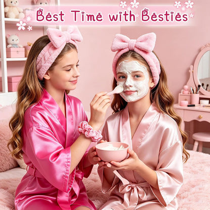 6Set Spa Party Set: Satin Robes, Slipper, Mask, Nail Kit for Slumber Party