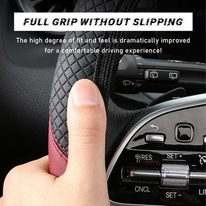 Car Steering Wheel Cover, 15 Inch Leather Breathable Auto Steering Wheel Protector, Comfortable Non-Slip Vehicle Steering Wheel Covers, Universal Interior Car Accessories (Black+Pink)