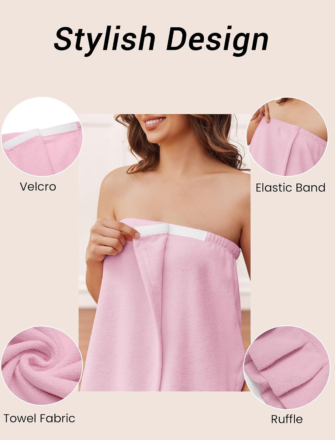 Towel Wrap for Women With Velcro Ruffle Wrap Robes