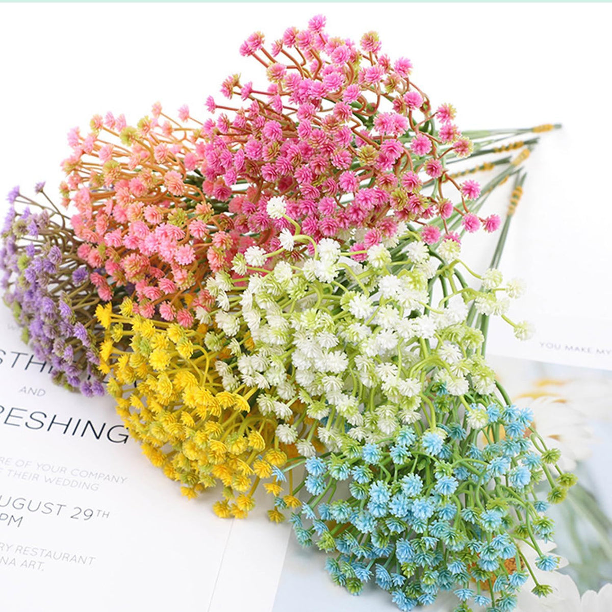 Artificial Flower 12PCS Plastic Babys Breath Table Decoration Wedding Deco Indoor Outdoor