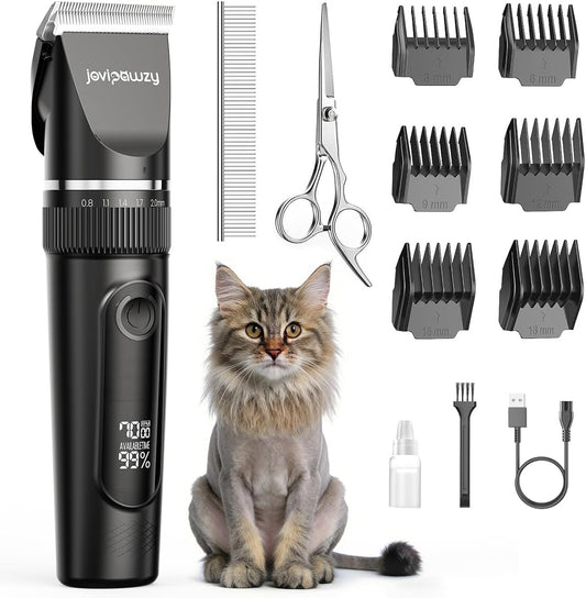 Cat Clippers for Matted Long Hair, Quiet Cat Grooming Kit 2-Speed Cordless Rechargeable Shaver HairTrimmer, Pet Clippers for Small,Large Dogs & Animals (Black)