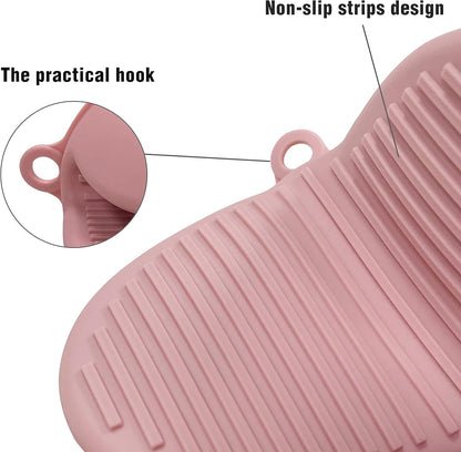 Thickened Mini Silicone Oven Mitts Heat Resistant as Hot Pot Holder, Baking Holder, Rubber Oven Gloves, Finger Pinch Grips, Potholder Mitts for Kitchen Cooking, 1 Pair, Macaron Pink