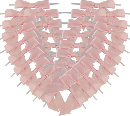 50pcs 3-1/2" Light Pink Satin Ribbon Bows with Twist Ties for Gift Wrapping Packing Wedding Big Ribbon Bows for Accessories Decoration (Lt.Pink)