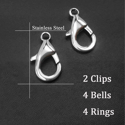 IVIA PET4 Sets Cat Bell for Dog Collar Charm Training Pet Pendant Accessories with 2 Pack Stainless Steel Dog Tag Clips(2 Small Pink)