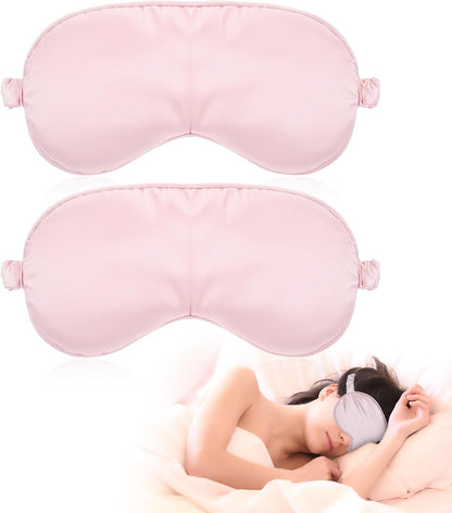 2 Pcs Sleep Mask, Pink Soft Silky Eye Cover