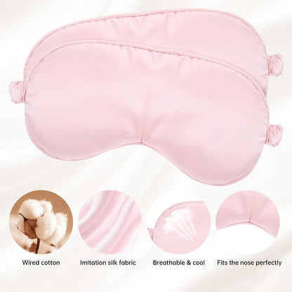 2 Pcs Sleep Mask, Pink Soft Silky Eye Cover