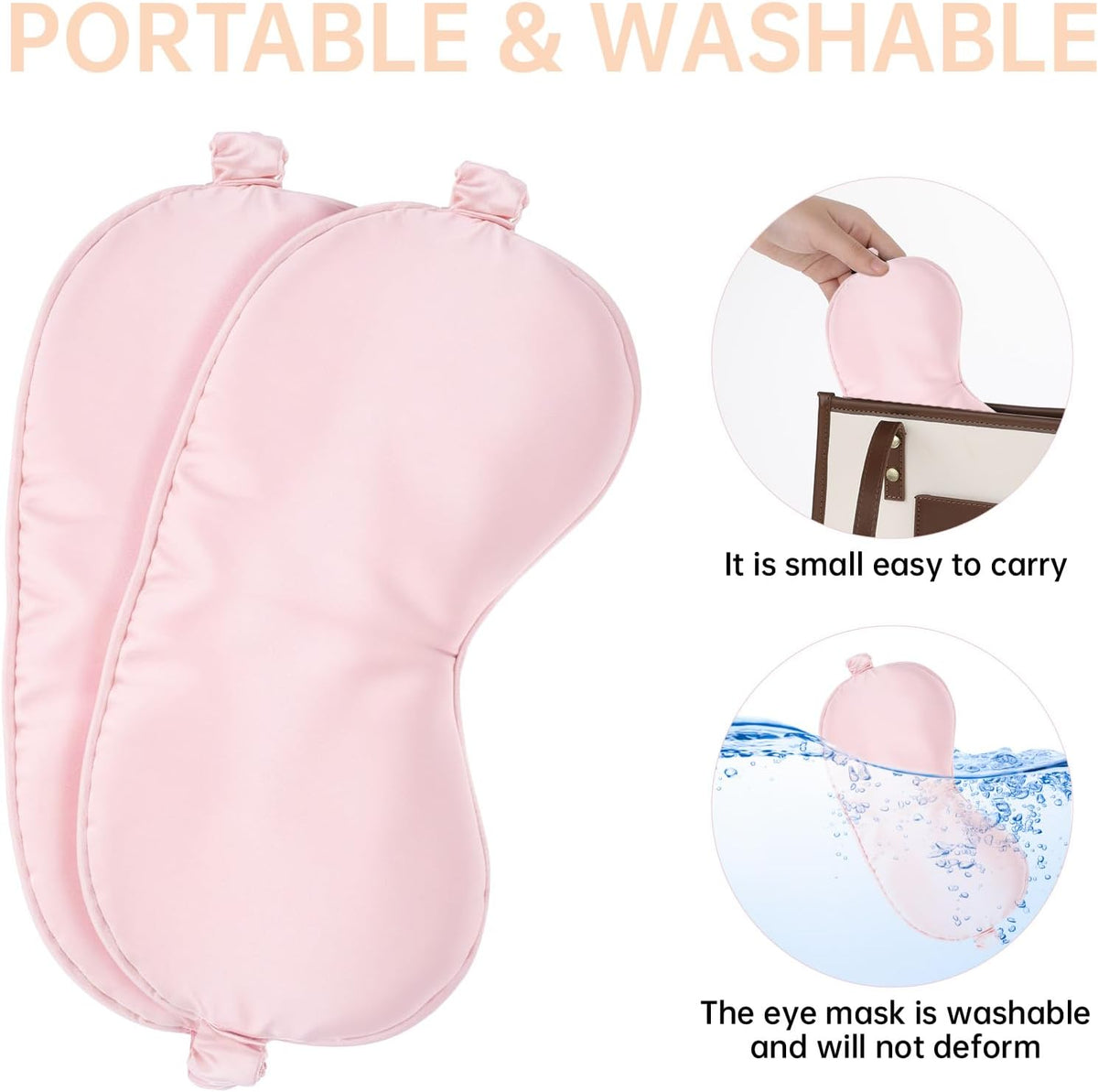 2 Pcs Sleep Mask, Pink Soft Silky Eye Cover