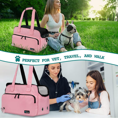 Small Dog Purse Carrier, Airline Approved Soft Sided Tote, Pink