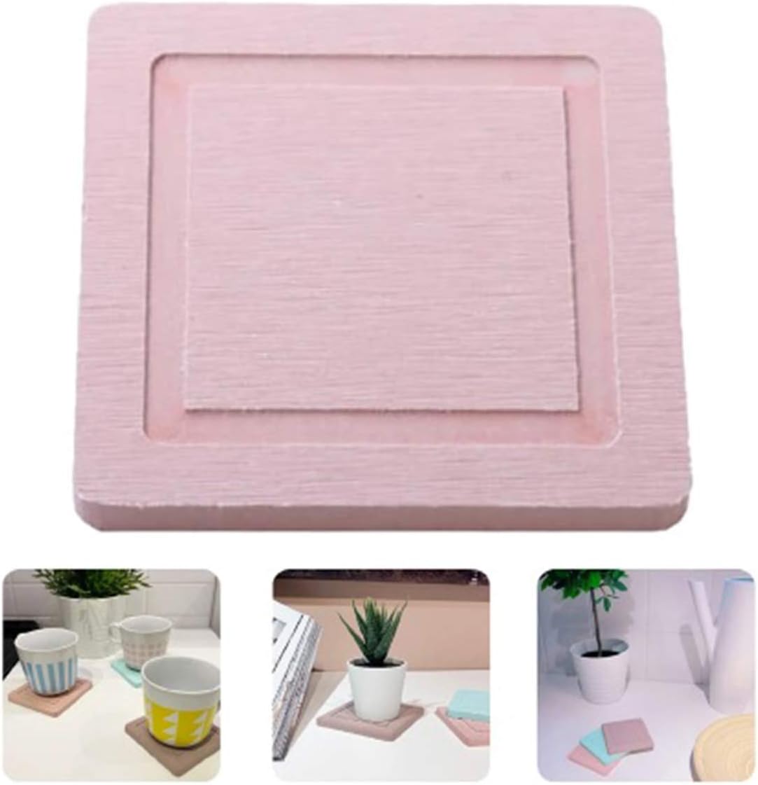 Diatomite Cup Coaster Mat 2 Pack, Fast Water Absorbent Coasters, Self-Dry Diatomaceous Cup Holder, Small Plant Tray (Pink)