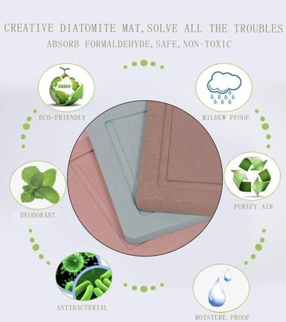 Diatomite Cup Coaster Mat 2 Pack, Fast Water Absorbent Coasters, Self-Dry Diatomaceous Cup Holder, Small Plant Tray (Pink)
