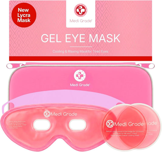 Cooling Eye Mask for Dark Circles, 2 Gel Eye Pads, Pink Set