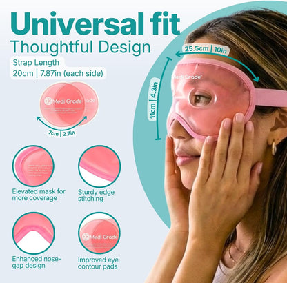Cooling Eye Mask for Dark Circles, 2 Gel Eye Pads, Pink Set