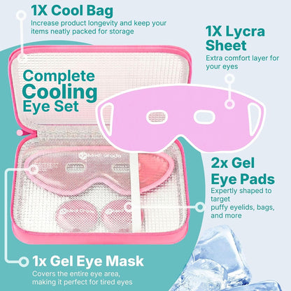 Cooling Eye Mask for Dark Circles, 2 Gel Eye Pads, Pink Set