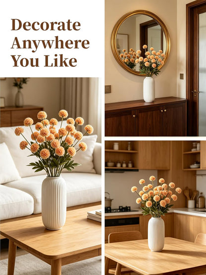 Fake Silk Chrysanthemum, Apricot Peach, 10 Pcs