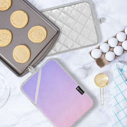 2 Pack Pot Holders, Solid Color Purple Light Pink Gradient Oven Mitts Potholders Sets for Kitchen Countertops, Square 7x9.8 in