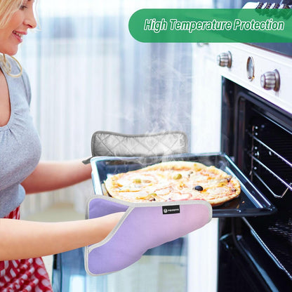2 Pack Pot Holders, Solid Color Purple Light Pink Gradient Oven Mitts Potholders Sets for Kitchen Countertops, Square 7x9.8 in