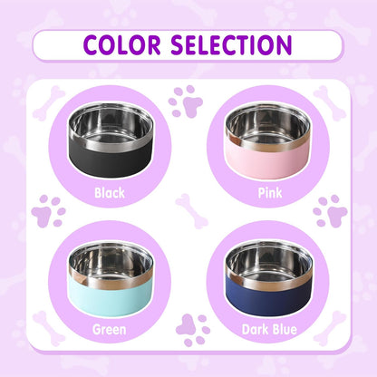 Personalized Dog Bowls with Name, Custom Stainless Steel Dog Bowl for Dogs Cats, Double Layer Heavy Duty Flip Proof Pet Food Water Bowls, Engraved Non Slip Metal Dog Dish, 25oz/53oz Pink