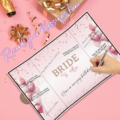 Pink Balloon Bridal Shower Decorations - Bride-to-Be Alternative Signature Guest Book for Women - 18 ''x12'' Signature Book Gifts - Bachelorette Party Wedding Reception Decor & Supplies - A06
