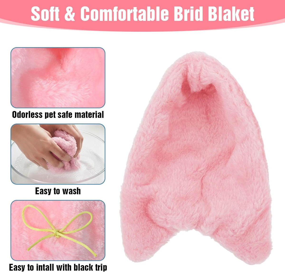 Bird Bed for Cage Cozy Bird Blanket Bird Corner Fleece Bird Bed Warmer Hanging Hammock Toy Cage Hanging Hammock Toy for Greys Parakeet Cockatiel Conure(Pink/M)