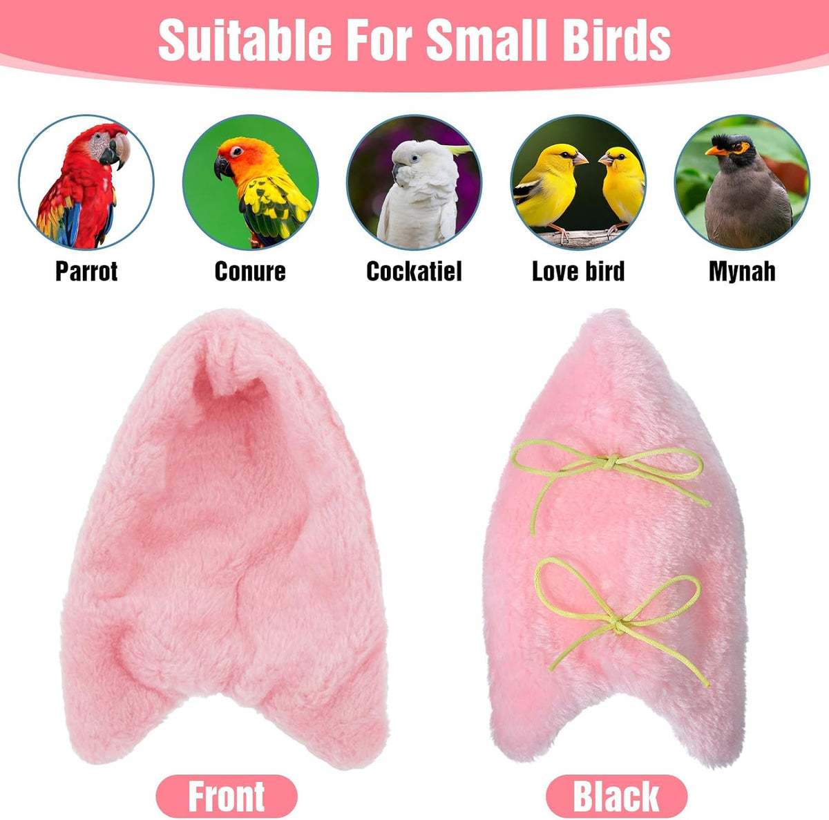 Bird Bed for Cage Cozy Bird Blanket Bird Corner Fleece Bird Bed Warmer Hanging Hammock Toy Cage Hanging Hammock Toy for Greys Parakeet Cockatiel Conure(Pink/M)