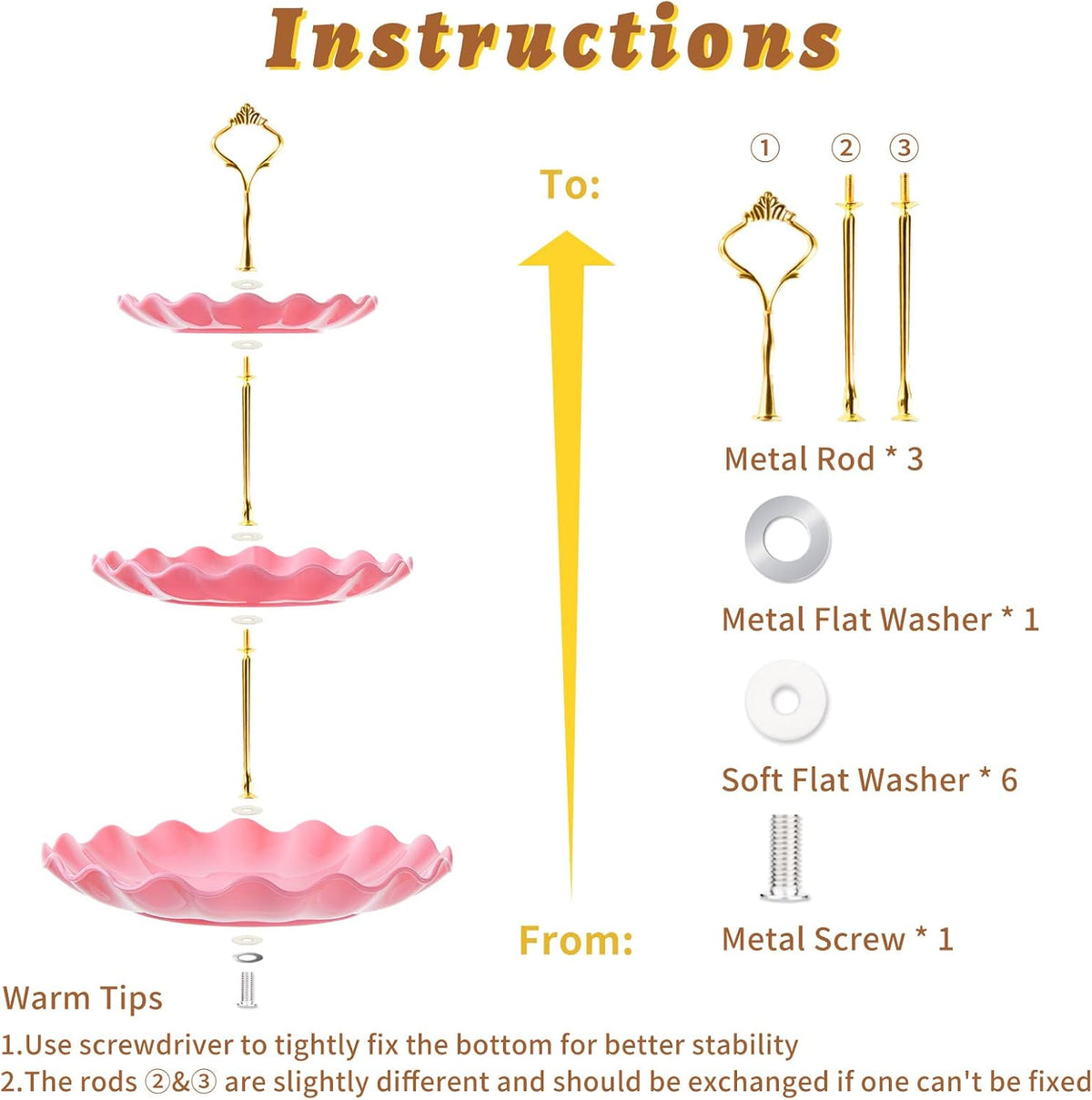 3 Tier Cupcake Stand Holder, Plastic Cup Cake Tower Stand, Pink