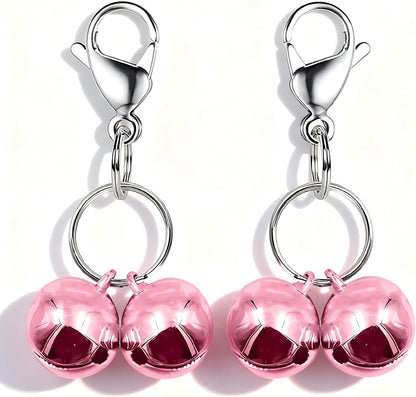 IVIA PET4 Sets Cat Bell for Dog Collar Charm Training Pet Pendant Accessories with 2 Pack Stainless Steel Dog Tag Clips(2 Small Pink)