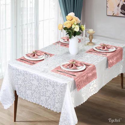12 Pack Rose Gold Satin Napkins 17 x 17 Inch Damask Napkins, Silky Soft Jacquard Table Cloth Napkin Set of 12, Square Table Napkins Fabric Dinner Napkins for Wedding Banquet Party Decoration