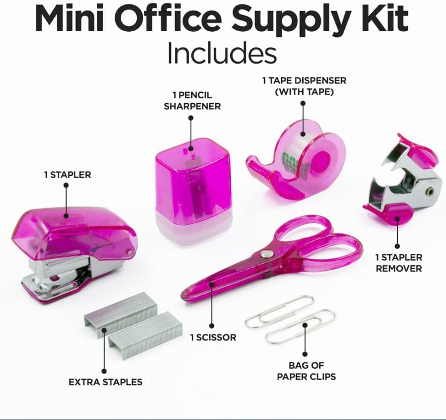 Pink Mini Office Supply Kit: All Your Mobile Office Tools