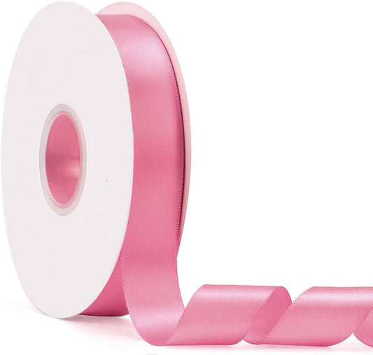 1" x 50Yds Peach Pink Double Faced Satin Ribbon,High Density Solid Color Ribbon,Great for Crafts,Gift Wrapping,Sewing,Wedding&Christmas Decor (1" x 50Yds, Peach Pink)