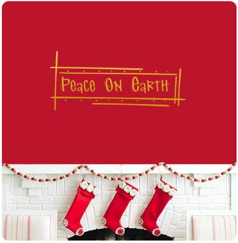Peach on Earth Wall Decal Sticker Merry Christmas Season's Greetings Happy Holidays Sign Door Art Color Choices