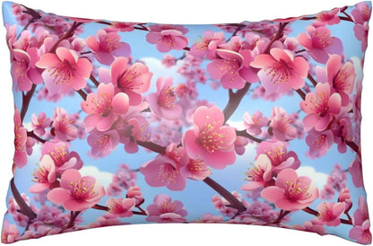 Bright Pink Peach Blossom Flower Satin Pillowcase for Hair and Skin 20x30 in Queen Size Pillows Case Cover with Zipper (Without Inserts)