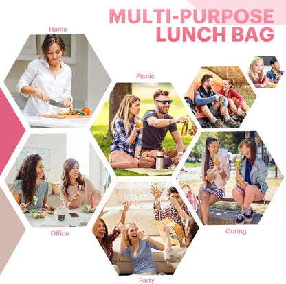 Lunch Bag for Women & Men Adult Insulated Lunch Box, Small Leakproof Cooler Food Lunch Containers Reusable High Capacity Lunch Tote Bags for Work, Travel, Outdoor (Pink Camo)