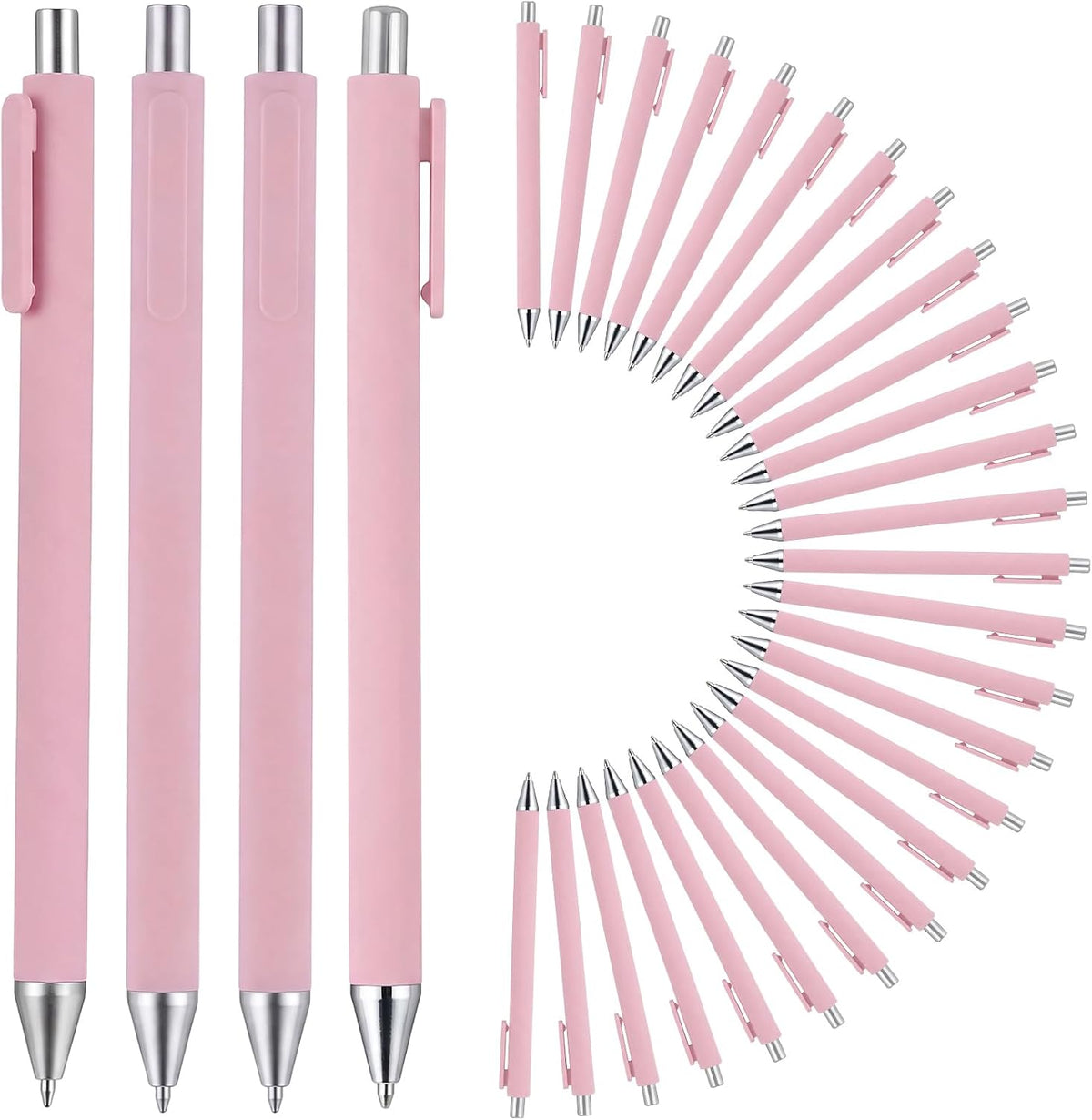 50 Pcs Pink Silver Ballpoint Pens Bulk 0.5mm