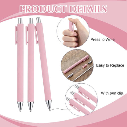 50 Pcs Pink Silver Ballpoint Pens Bulk 0.5mm