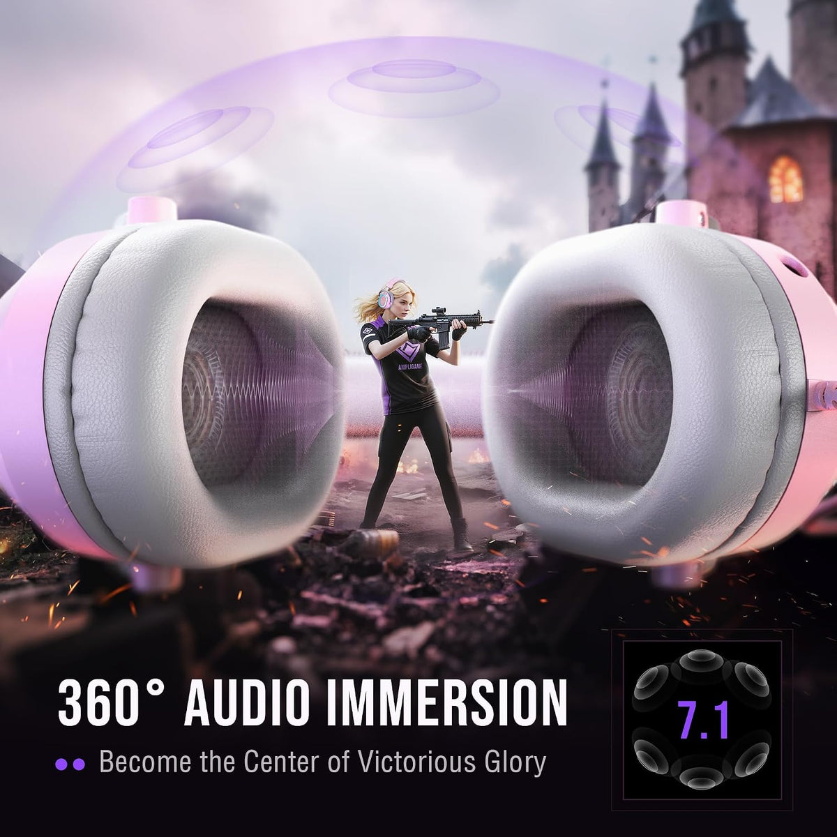 AmpliGame H13P Wired RGB Gaming Headset for PC, Mac, PS4, PS5