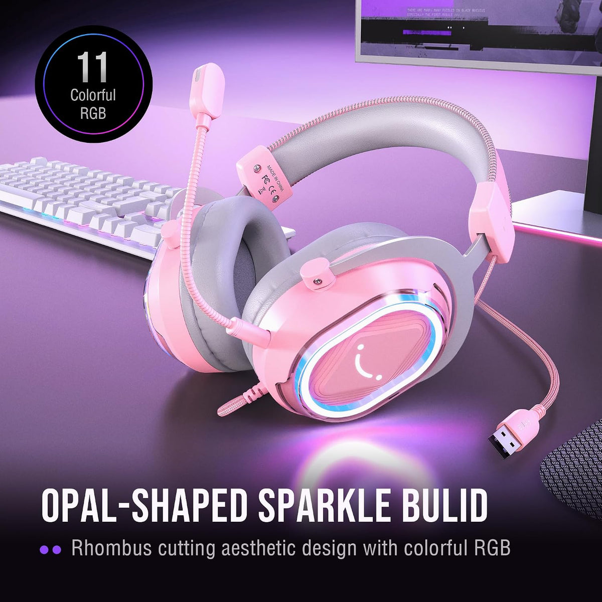AmpliGame H13P Wired RGB Gaming Headset for PC, Mac, PS4, PS5